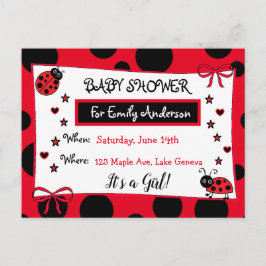 Niedliche Red Ladybug Babydusche Einladung Postkarte