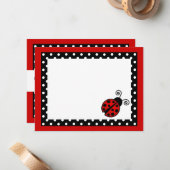 Niedliche Red Ladybug Flat Vielen Dank, dass Sie s Mitteilungskarte (Vorderseite/Rückseite Beispiel)
