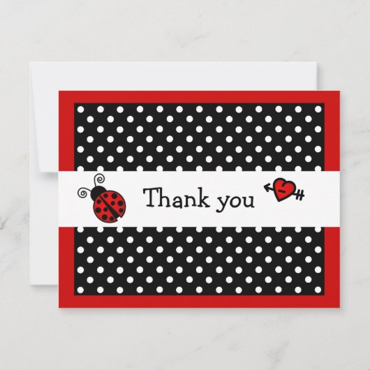 Niedliche Red Ladybug Flat Vielen Dank, dass Sie s Mitteilungskarte (Rückseite)