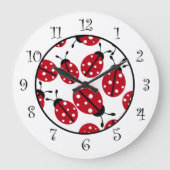 Niedliche Red Ladybugs Kindermauer Große Wanduhr (Vorderseite)