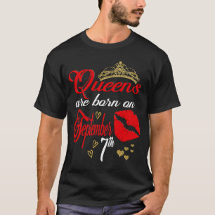 Niedliche Red Lips Queens sind am 7. September Geb T-Shirt