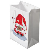 Niedliche Red Little Gnome Valentine's Day Geschen Mittlere Geschenktüte (Vorderseite Schrägansicht)
