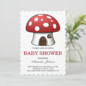Niedliche Red Mushroom House Kinderdusche Einladun Einladung (Stehend Vorderseite)