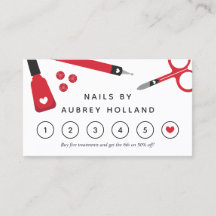Niedliche Red Nail Artist Tools Loyalty Card