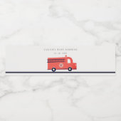 Niedliche Red Navy Fire Truck Motor Baby Shooter Wasserflaschenetikett (Einzelnes Label)