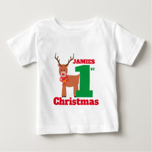 Niedliche Red Nosed Rentier Baby's First Christmas Baby T-shirt
