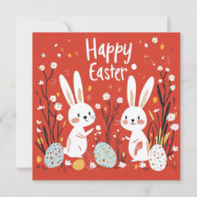 Niedliche Red Oaster Holiday Card mit zwei Bunnies