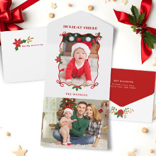Niedliche Red Ribbons und Bows 1 Foto All In One Einladung