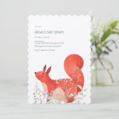 Niedliche Red Squirrel Wildblume Gender Baby Dusch Einladung (Stehend Vorderseite)