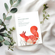 Niedliche Red Squirrel Wildblume Gender Baby Dusch