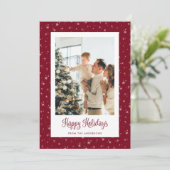Niedliche Red Starry Foto Happy Holidays Karten (Stehend Vorderseite)