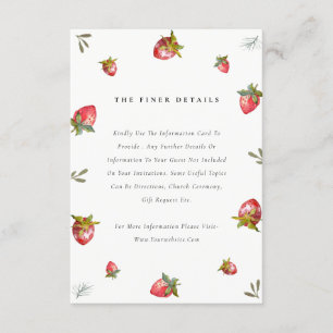 Niedliche Red Strawberry Leafy Botanische Hochzeit Begleitkarte
