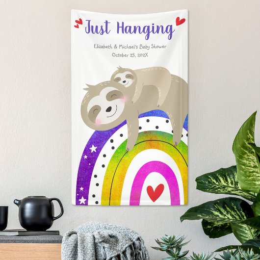 Niedliche Regenbogen Babydusche Fun Modern Boho Banner