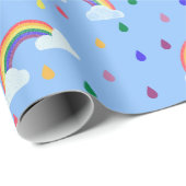 Niedliche Regenbogen Confetti Regenwolken Geschenkpapier (Rolleneckpunkt)