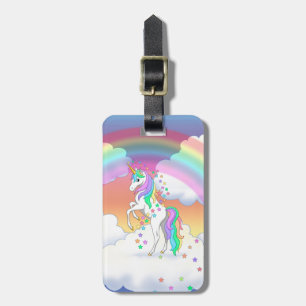 Niedliche Regenbogen Einhorn Farbige Sterne & Blum Gepäckanhänger