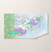 Niedliche Regenbogen Einhorn Farbige Sterne & Blum Handtuch (Handtuch)