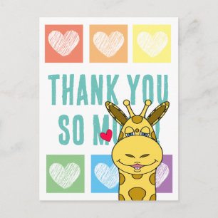Niedliche Regenbogen-Herz-Giraffe Danke Postkarte