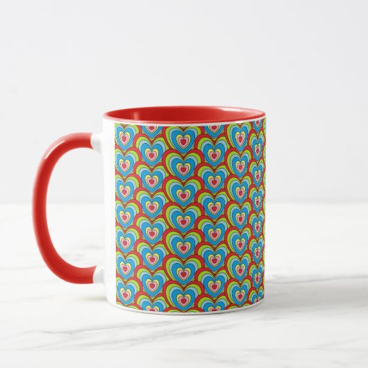 Niedliche Regenbogen-Hörer über Pattern Rot Tasse (Links)