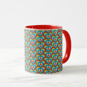 Niedliche Regenbogen-Hörer über Pattern Rot Tasse (VorderseiteRechts)
