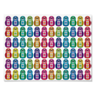 Niedliche Regenbogen Matryoshka Eule Fotodruck