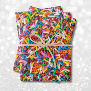 Niedliche Regenbogen-Sprinkles Candy Bakery Food P Geschenkpapier Set