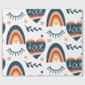 Niedliche Regenbogen und Herz Geschenkpapier (Flach)