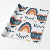 Niedliche Regenbogen und Herz Geschenkpapier (Ungerollt)