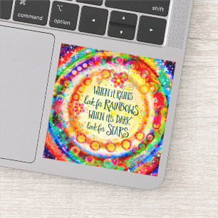 Niedliche Regenbogen und Sterne zitieren farbenfro Aufkleber