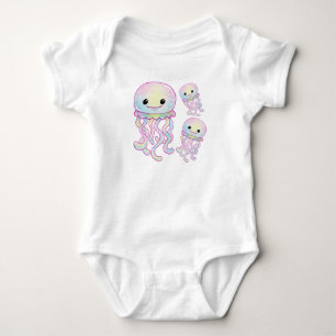 Niedliche Regenbogen-Wasserfarben-Qualle Baby Strampler