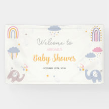 Niedliche RegenbogenElefanten Babyduschensignatur