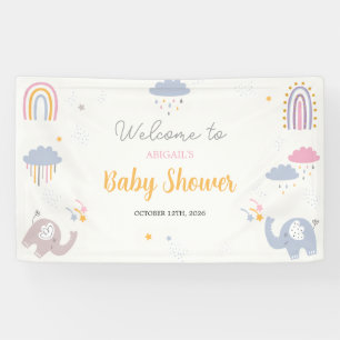 Niedliche RegenbogenElefanten Babyduschensignatur Banner