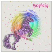 Niedliche Regenbogenfantasy Einhorn Personalisiert Stoff (Nahaufnahme)