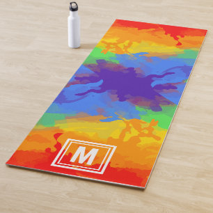 Niedliche Regenbogenfarbe Abstraktes Mongramm Yogamatte