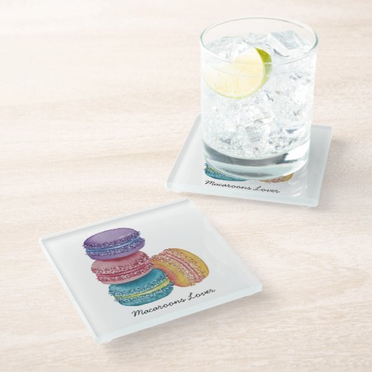 Niedliche Regenbogenfarben Glasuntersetzer (Schrägansicht)