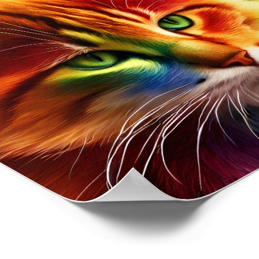 Niedliche Regenbogenfarben | Rainbow Cat Poster (Ecke)