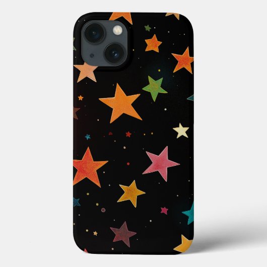 Niedliche Regenbogenfarbene Sterne Galaxy Schwarze Case-Mate iPhone Hülle (Rückseite)