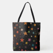 Niedliche Regenbogenfarbene Sterne Galaxy Schwarze Tasche (Vorderseite)