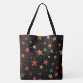 Niedliche Regenbogenfarbene Sterne Galaxy Schwarze Tasche (Rückseite)