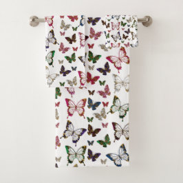 Niedliche Regenbogenfederung Butterfly Design Badhandtuch Set