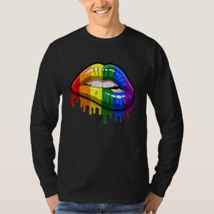 Niedliche Regenbogenflagge Kiss Lgbt Lips Lesbian T-Shirt
