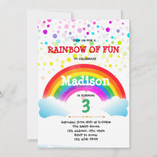 Niedliche Regenbogengeburtstagseinladung Einladung