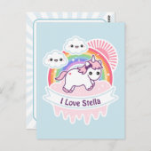 Niedliche Regenbogenhaube mit Wolken Postkarte (Vorne/Hinten)