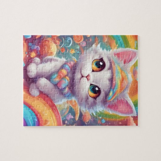 Niedliche Regenbogenkatze Puzzle (Horizontal)