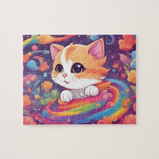 Niedliche Regenbogenkatze Puzzle (Horizontal)