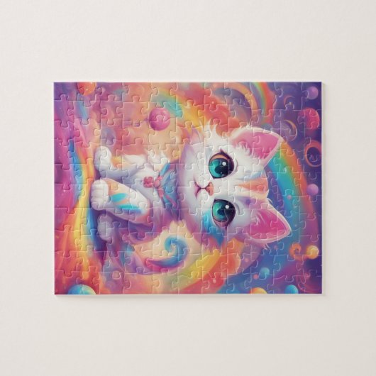 Niedliche Regenbogenkatze Puzzle (Horizontal)