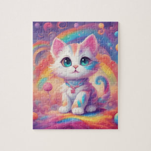 Niedliche Regenbogenkatze Puzzle