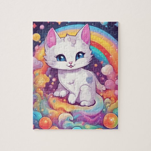 Niedliche Regenbogenkatze Puzzle (Vertikal)