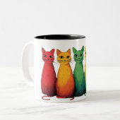 Niedliche Regenbogenkatzen Zweifarbige Tasse (Vorderseite Links)