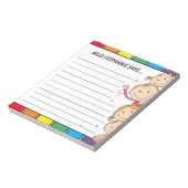 Niedliche Regenbogenkinder Waving Lined Teacher Na Notizblock (Rotiert)