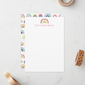 Niedliche Regenbogennotecard Mitteilungskarte (Vorderseite/Rückseite Beispiel)